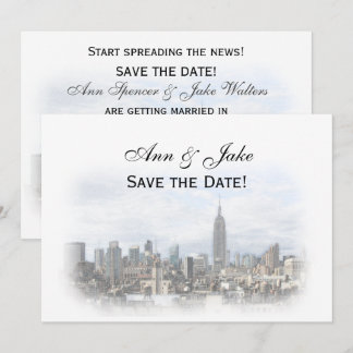 Dreamy Dk Gray NYC Skyline Save the Date H Einladung