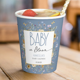 Dreamy Dusty Blue Baby Dusche Pappbecher