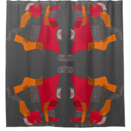 Dreamy Egyptian Collage - Red Orange Gray Duschvorhang