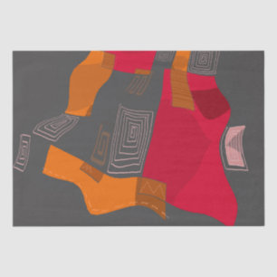 Dreamy Egyptian Collage - Red Orange Gray Seidenpapier