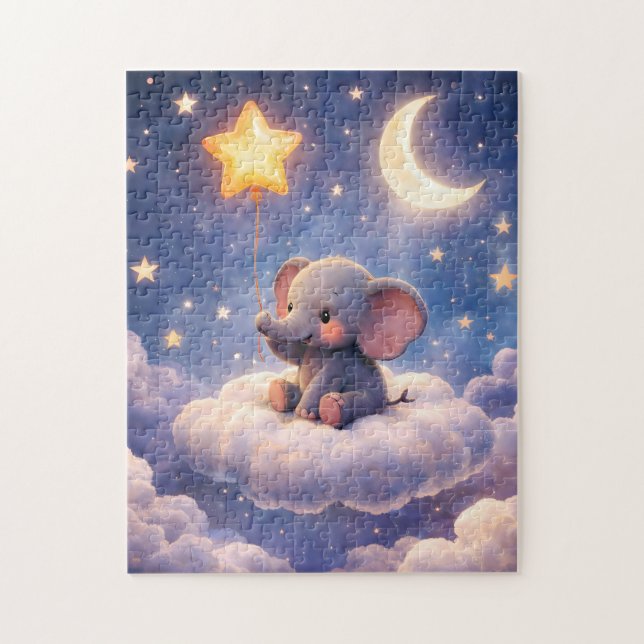 Dreamy elephant and midnight moon 252 piece jigsaw puzzle (Vertikal)