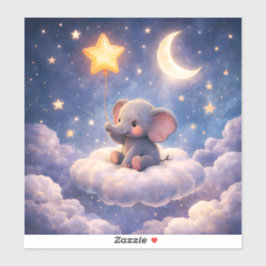 Dreamy elephant and midnight stars large glossy ac aufkleber