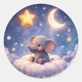 Dreamy elephant and midnight stars large round env runder aufkleber