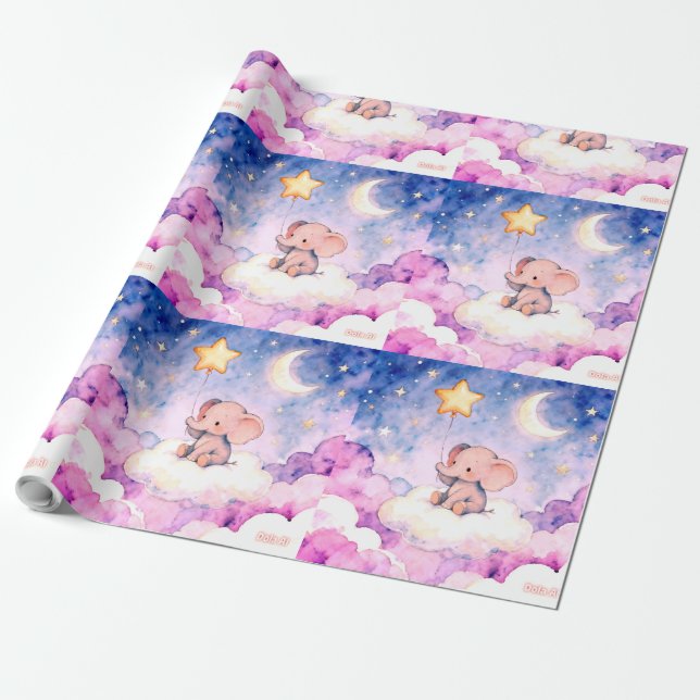 Dreamy elephant and stars giant wrapping roll geschenkpapier (Ungerollt)