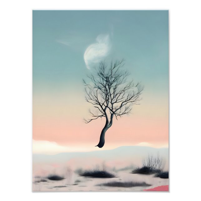 Dreamy Escape: schwimmender Baum mit Feder Fotodruck (Vorne)