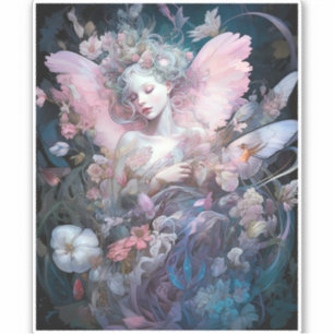 Dreamy Fairy Girl Pink Blue Fantasy Art Aufkleber