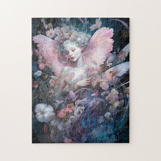 Dreamy Fairy Girl Pink Blue Fantasy Art Puzzle (Vertikal)