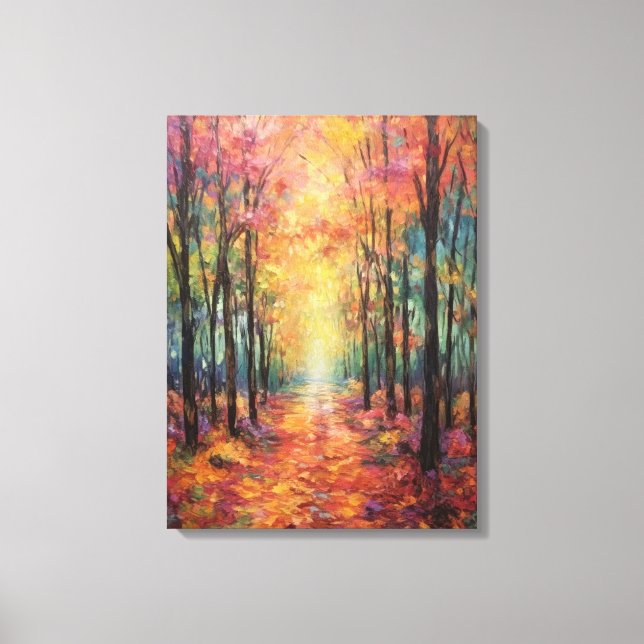 Dreamy Fall Forest Walk Kunst, Dichtung und Musik Leinwanddruck (Vorderseite)