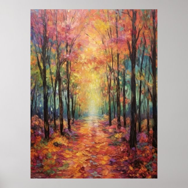 Dreamy Fall Forest Walk Kunst, Dichtung und Musik Poster (Vorne)