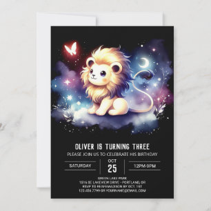 Dreamy Fantasy Lion Birthday Einladung