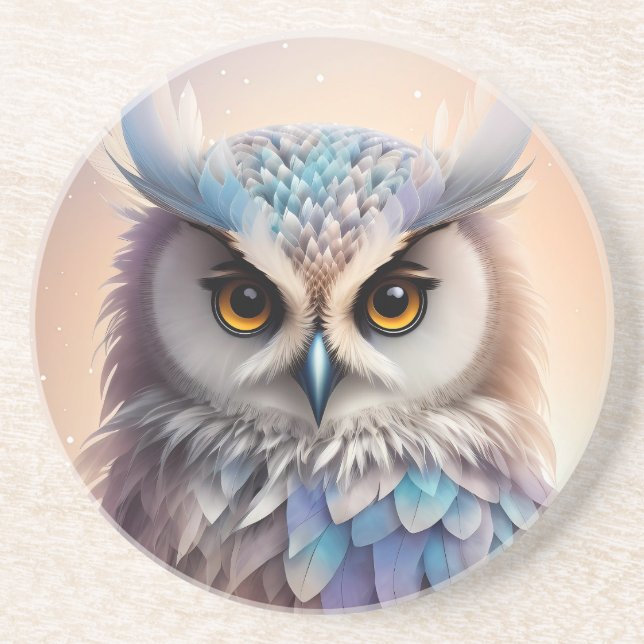 Dreamy Fantasy Owl Soft Pastellfarben Getränkeuntersetzer (Vorne)