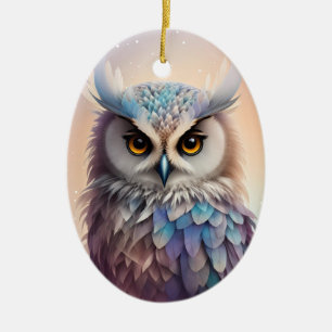 Dreamy Fantasy Owl Soft Pastellfarben Keramik Ornament