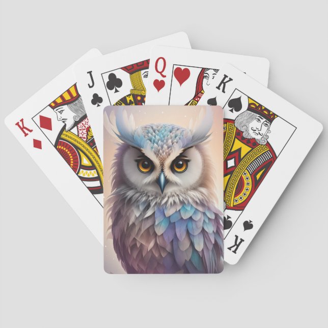 Dreamy Fantasy Owl Soft Pastellfarben Spielkarten (Rückseite)
