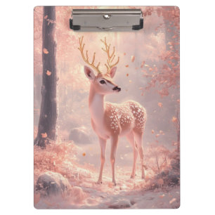 Dreamy Fawn in Pink Autumn Woods Klemmbrett