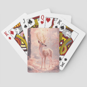 Dreamy Fawn in Pink Autumn Woods Spielkarten