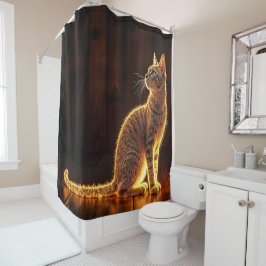 Dreamy feline art gold cat portrait schöne Haustie Duschvorhang