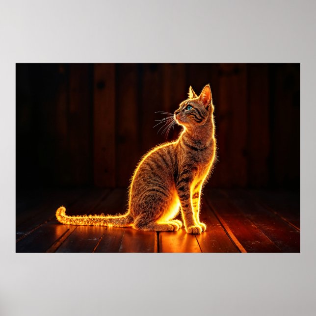 Dreamy feline art gold cat portrait schöne Haustie Poster (Vorne)