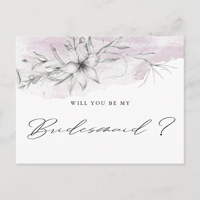 Dreamy Floral | Bridesmaid Postcard Postkarte (Vorderseite)