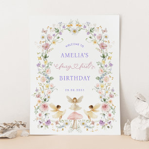 Dreamy Floral Fairy Erster Geburtstag Willkommen Poster