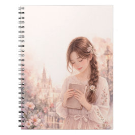 Dreamy Floral Girl Aesthetic Spiral Photo Notebook Notizblock