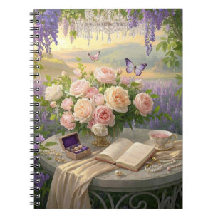 Dreamy Floral Heiligtum gebadet goldene Stunde Lic Notizblock