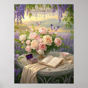 Dreamy Floral Heiligtum gebadet goldene Stunde Lic Poster