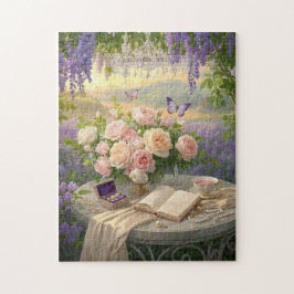 Dreamy Floral Heiligtum gebadet goldene Stunde Lic Puzzle