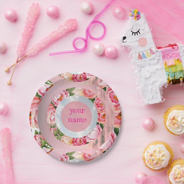 Dreamy Floral Sky Rings Pappteller (Party)