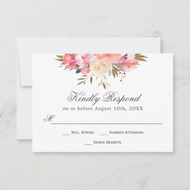 Dreamy Floral Watercolor Bouquet UAWG RSVP Karte (Vorderseite)