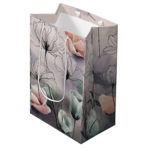 Dreamy Florals: Tinte und Wasserfarbe Elegante Mittlere Geschenktüte