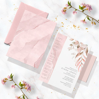 Dreamy Foliage Abschluss Blush Pink ID911 Einladung