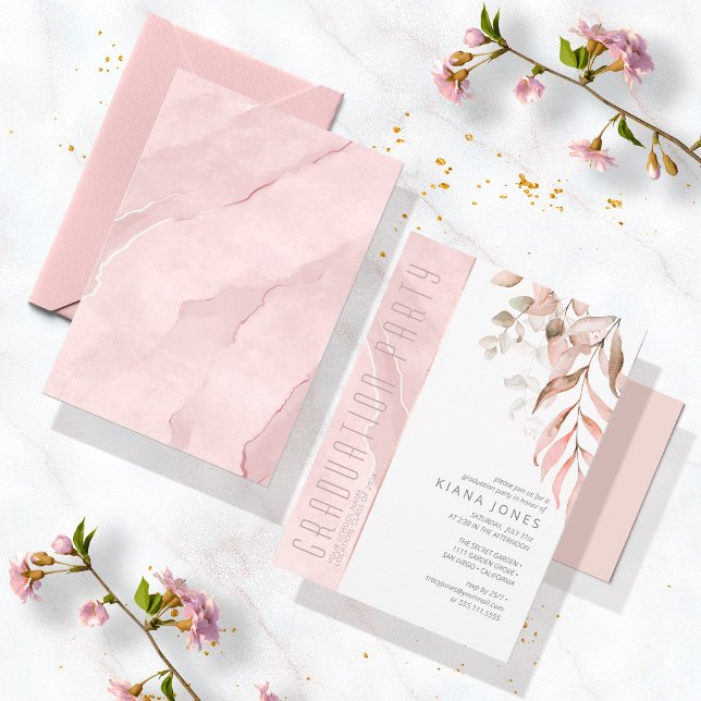 Dreamy Foliage Abschluss Blush Pink ID911 Einladung (Von Creator hochgeladen)