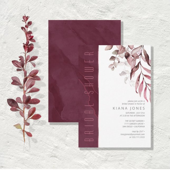 Dreamy Foliage Brautparty Burgundy ID817 Einladung (Von Creator hochgeladen)