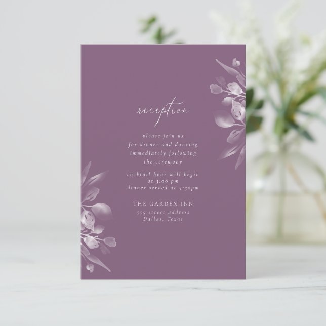 Dreamy Foliage Empfang Insert Card RSVP Karte (Stehend Vorderseite)