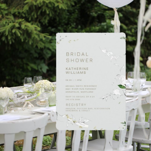 Dreamy Foliage Light Sage Modernes Brautparty Einladung (Von Creator hochgeladen)