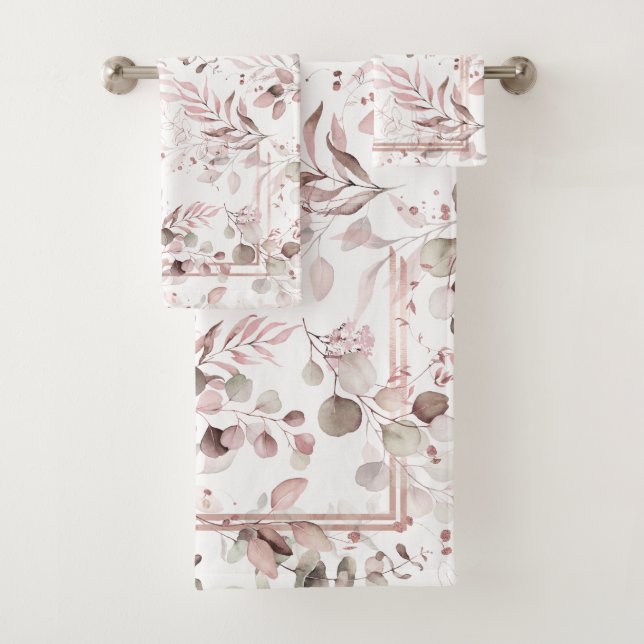Dreamy Foliage Muster Blush ID817 Badhandtuch Set (Insitu)