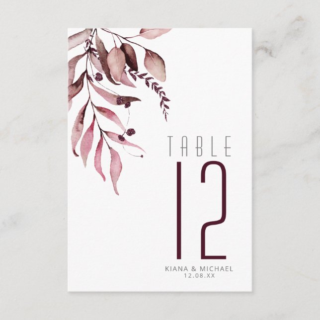 Dreamy Foliage Tischnummer Burgundy ID817 (Vorderseite)