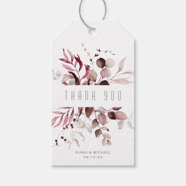 Dreamy Foliage Vielen Dank V1 Burgundy ID817 Geschenkanhänger (Vorderseite)