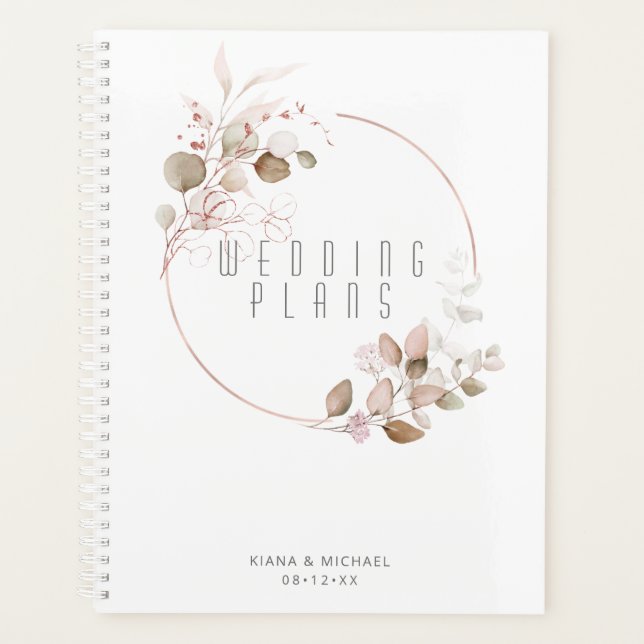 Dreamy Foliage Wedding Blush Pink ID817 Planer (Vorderseite)
