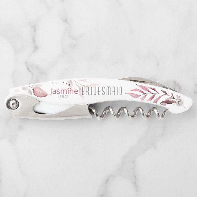 Dreamy Foliage Wedding Bridesmaid Burgundy ID817 Kellnermesser (Vorderseite)