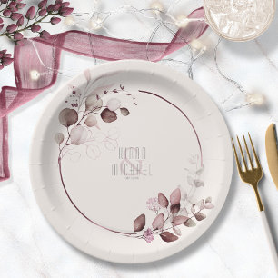 Dreamy Foliage Wedding V1 Burgundy ID817 Pappteller