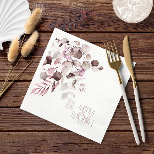 Dreamy Foliage Wedding V1 Burgundy ID817 Serviette (Von Creator hochgeladen)