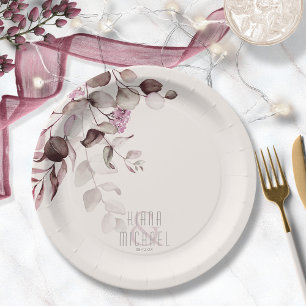 Dreamy Foliage Wedding V2 Burgundy ID817 Pappteller