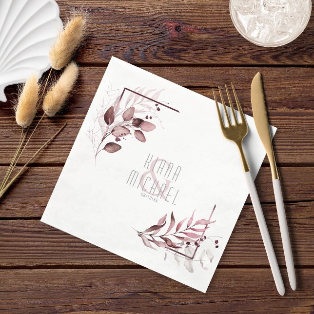 Dreamy Foliage Wedding V2 Burgundy ID817 Serviette (Von Creator hochgeladen)