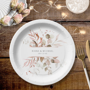 Dreamy Foliage Wedding V3 Blush Pink ID817 Pappteller