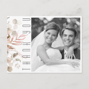 Dreamy Foliage Wedding Vielen Dank Blush Pink ID81 Ankündigungspostkarte