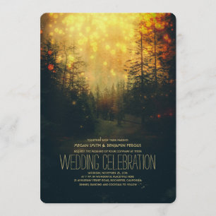 Dreamy Forest String Lights Trees Wedding Einladung