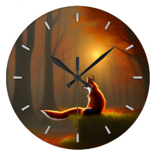 Dreamy Fox Große Wanduhr