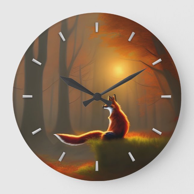 Dreamy Fox Große Wanduhr (Vorderseite)