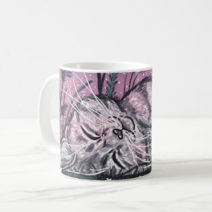 Dreamy Garden Snooze Katze Aquarelle Kaffeetasse